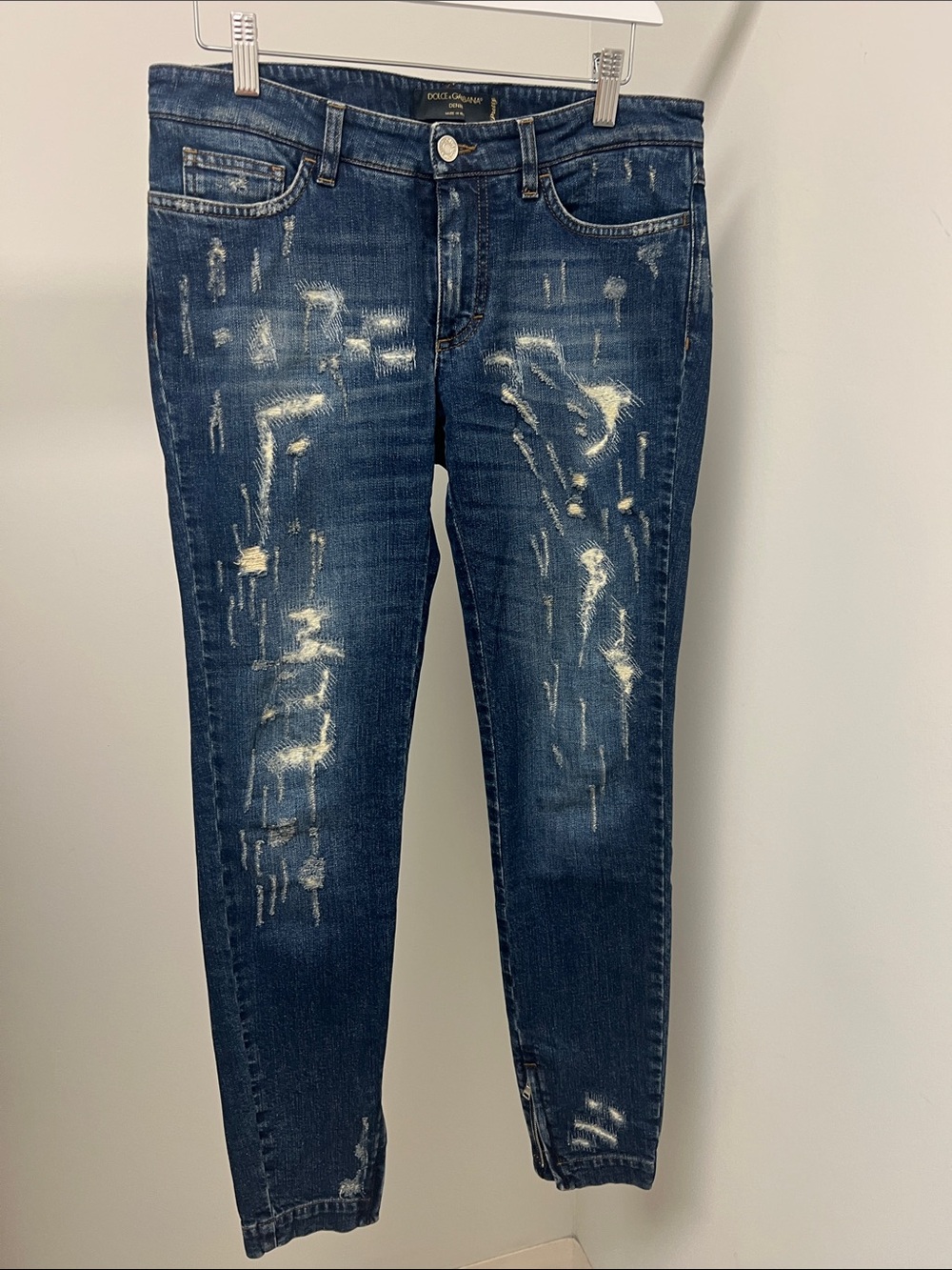 Dolce & Gabbana Distressed Dark Blue Skinny Jeans